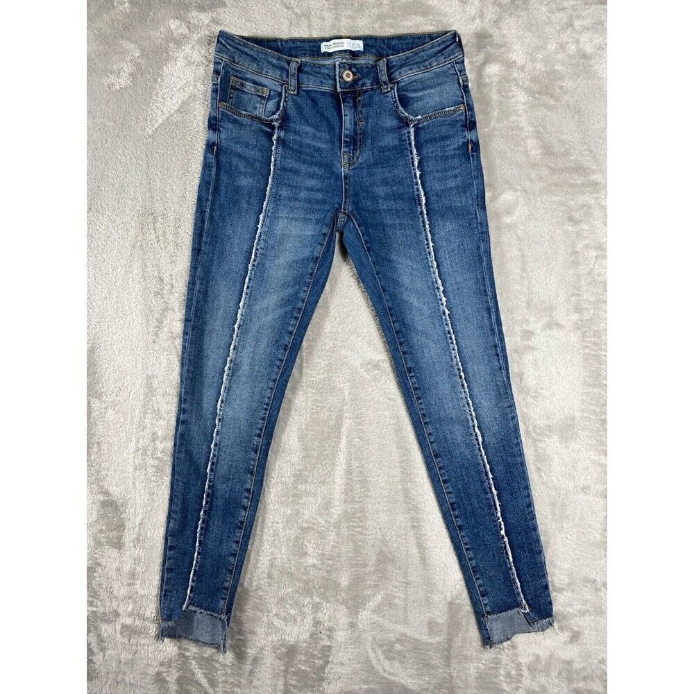 Zara Basic Z1975 Denim Skinny Jeans with Raw Hem Women's Size 6/28